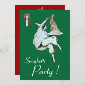 SPAGHETTI PARTY, ITALIENISCHES KÜCHE Rotes grünes  Einladung (Vorne/Hinten)