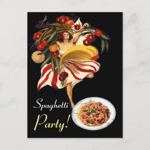 SPAGHETTI-PARTY-TANZ, ITALIENISCHE KÜCHE UND TOMAT EINLADUNGSPOSTKARTE