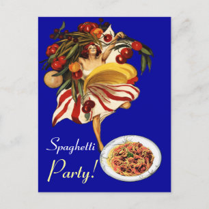 SPAGHETTI-PARTY-TANZ, ITALIENISCHE KÜCHE UND TOMAT POSTKARTE