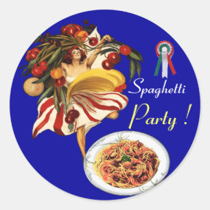 SPAGHETTI-PARTY-TANZ, ITALIENISCHE KÜCHE UND TOMAT RUNDER AUFKLEBER