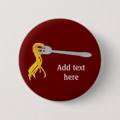 Spaghetti Pasta Grafik auf Gabel - benutzerdefinie Button (Vorderseite)