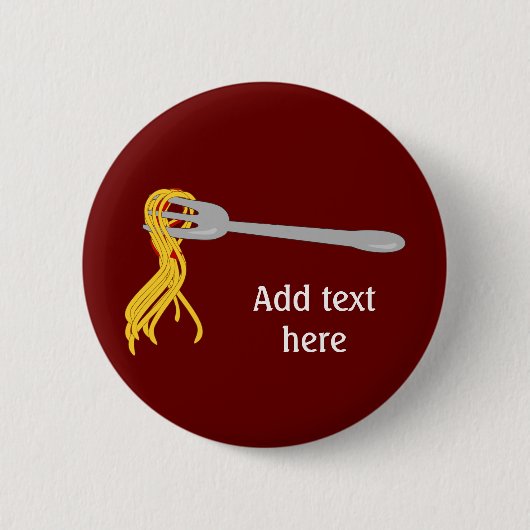 Spaghetti Pasta Grafik auf Gabel - benutzerdefinie Button (Vorderseite)