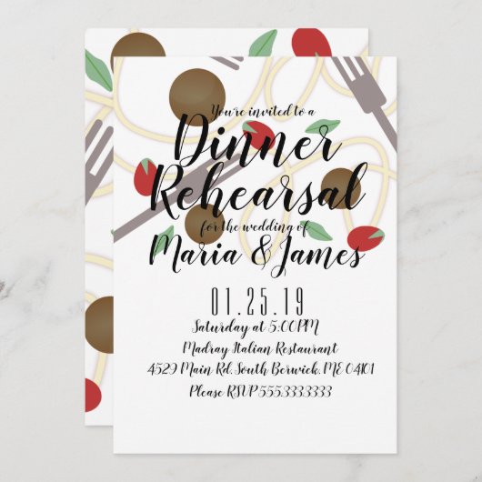 Spaghetti Pasta Italienisches Abendessen Utensitie Ankündigung (Vorne/Hinten)