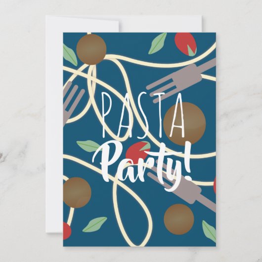 Spaghetti Pasta Italienisches Abendessen Utensitie Einladung (Vorderseite)