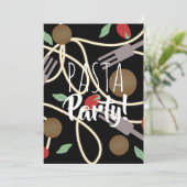 Spaghetti Pasta Italienisches Abendessen Utensitie Einladung (Stehend Vorderseite)