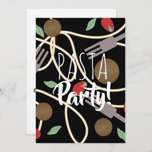 Spaghetti Pasta Italienisches Abendessen Utensitie Einladung (Vorne/Hinten)