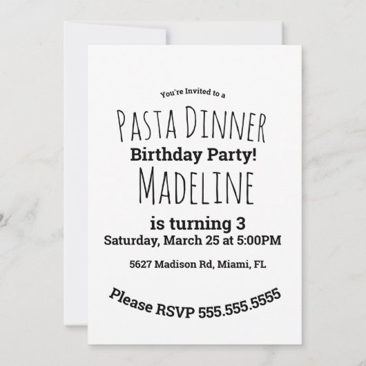 Spaghetti Pasta Italienisches Abendessen Utensitie Einladung (Rückseite)