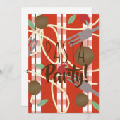 Spaghetti Pasta Italienisches Abendessen Utensitie Einladung (Vorne/Hinten)