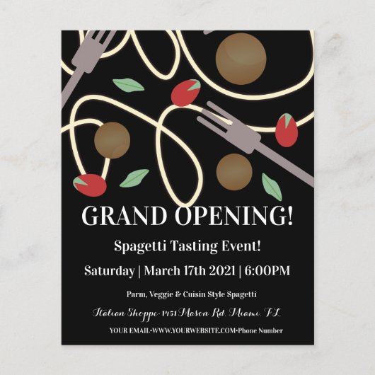 Spaghetti Pasta Italienisches Abendessen Utensitie Flyer (Vorne)