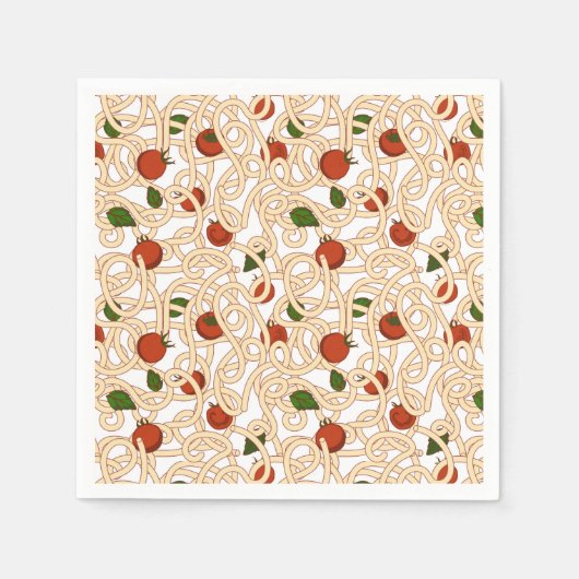 Spaghetti Pasta Italienisches Essen mit Tomate Serviette (Vorderseite)