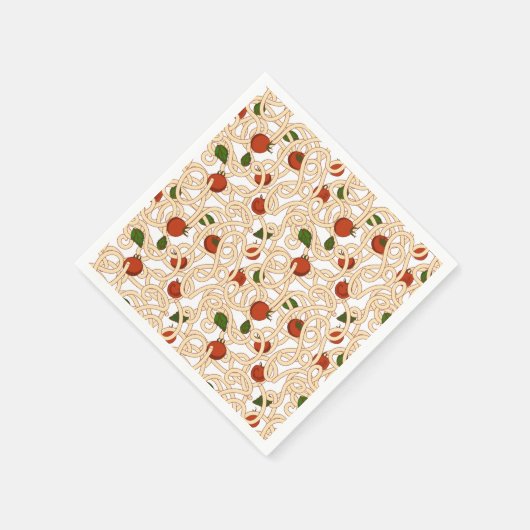 Spaghetti Pasta Italienisches Essen mit Tomate Serviette (Ecke)