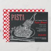 Spaghetti Pasta Rustikales Chalk Event Dinner Part Einladung (Vorne/Hinten)