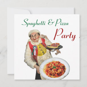 SPAGHETTI & PIZA PARTY, ITALIEN KÜCHE rot Einladung