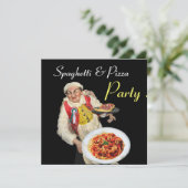 SPAGHETTI & PIZA PARTY, ITALIEN KÜCHE, rot Einladung (Stehend Vorderseite)