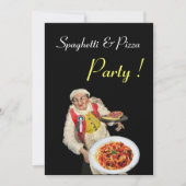 SPAGHETTI & PIZZA PARTY, RESTAURANT schwarz grün Einladung (Vorderseite)