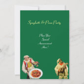 SPAGHETTI & PIZZA PARTY, RESTAURANT schwarz grün Einladung (Rückseite)