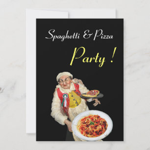 SPAGHETTI & PIZZA PARTY, RESTAURANT schwarz rot Einladung