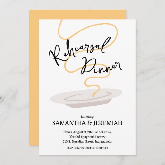 Spaghetti Probe Dinner Einladung (Vorne/Hinten)