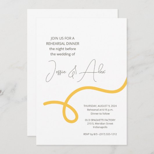 Spaghetti Probe Dinner Einladung (Vorne/Hinten)