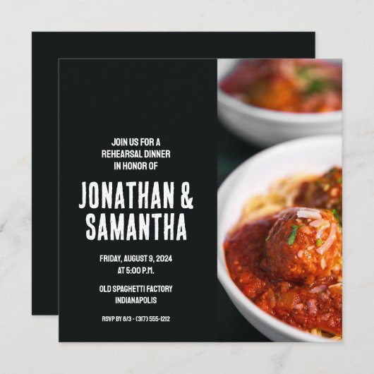 Spaghetti Probe Dinner Einladung (Vorne/Hinten)