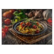 Spaghetti Puttanesca mit frischen Tomaten und Oliv