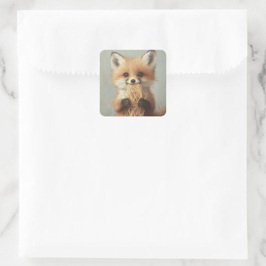 Spaghetti Quadratischer Aufkleber (Tasche)