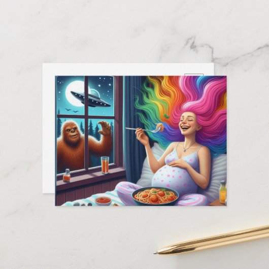 Spaghetti So Yummy I Have No Clue What is Outside  Postkarte (Vorderseite/Rückseite Beispiel)