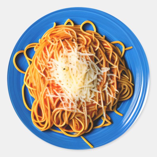 Spaghetti-Tafel mit Parmesan-Käse Runder Aufkleber (Vorderseite)