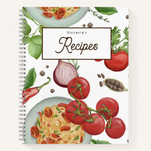 Spaghetti Thema individuell anpassbares Rezept Buc Notizblock