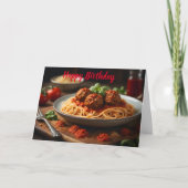 Spaghetti und Fleischbällchen auf Teller Karte (Vorderseite)