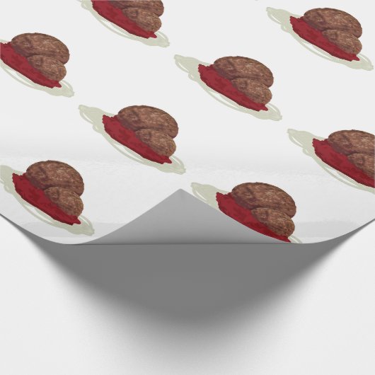 Spaghetti und Fleischbällchen mit Sauce Geschenkpapier (Ecke)