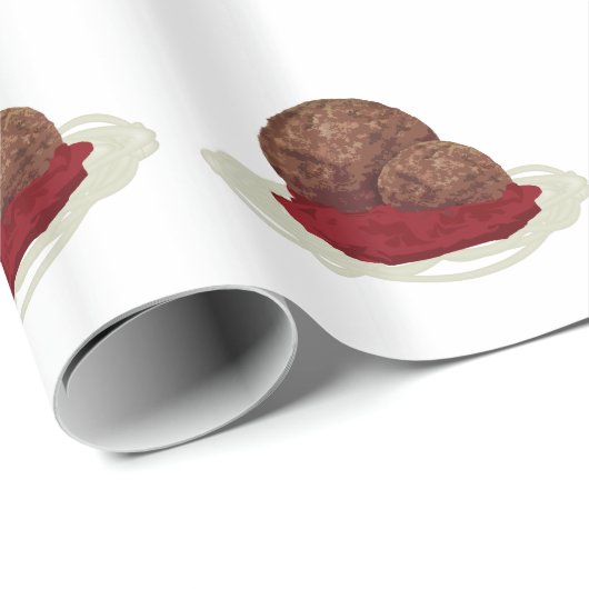 Spaghetti und Fleischbällchen mit Sauce Geschenkpapier (Rolleneckpunkt)