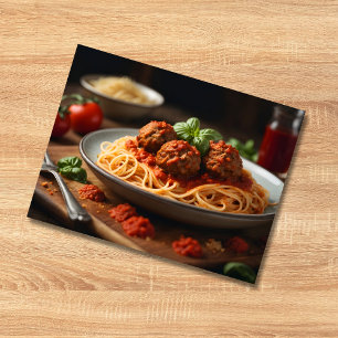 Spaghetti- und Fleischbällchen Postkarte