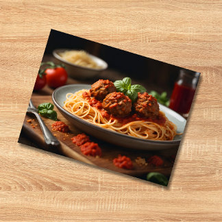 Spaghetti- und Fleischbällchen Postkarte