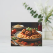 Spaghetti- und Fleischbällchen Postkarte (Stehend Vorderseite)