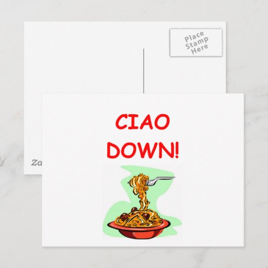 Spaghetti und Fleischbälle Postkarte (Vorne/Hinten)