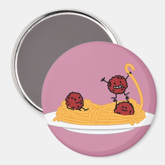 Spaghetti- und Fleischklöschenteigwarennudeln Magnet (Vorderseite/Rückseite)