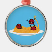 Spaghetti- und Fleischklöschenteigwarennudeln Silbernes Ornament (Vorne)