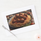 Spaghetti und Meatballs Rechteckiger Aufkleber (Umschlag)