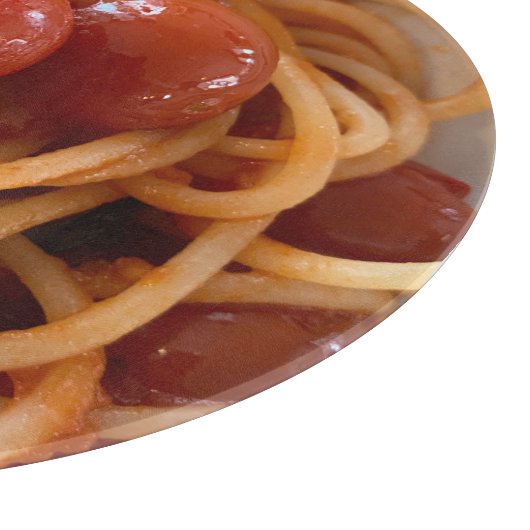 Spaghetti und Tomatenglas Schneidebrett (Ecke)