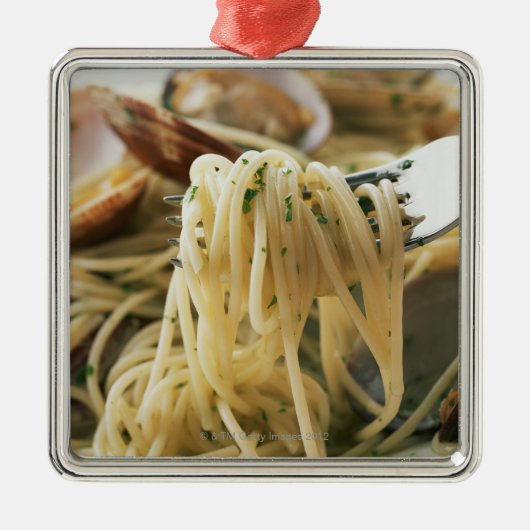 Spaghettis Vongole Bianco Silbernes Ornament (Vorne)