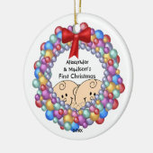 Spähen der ersten Verzierung des Zwillings-Babys Keramikornament (Links)