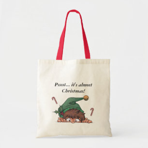 Spähen des Weihnachtselfs Tragetasche