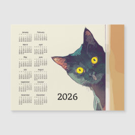 Spähende Katze 2026 Kalender Magnetkarte