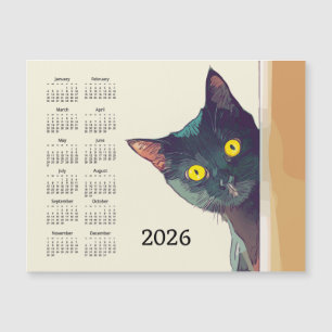 Spähende Katze 2026 Kalender Magnetkarte