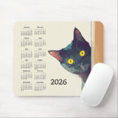 Spähende Katze 2026 Kalender-Mauspad Mousepad (Mit Mouse)