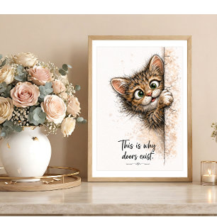Spähende Katzen Wandkunst Lustiger Katzen Druck fü Poster