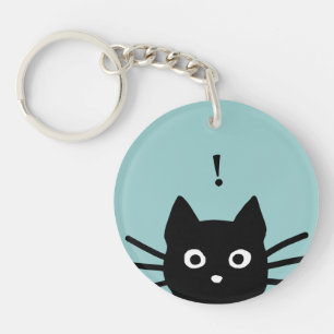 Spähende schwarze Katze mit anpassbarer Farbe und  Schlüsselanhänger