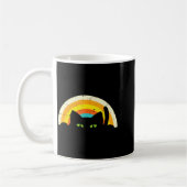 Spähende schwarze Katze Regenbogen Vintage Hallowe Kaffeetasse (Links)