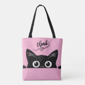 Spähende schwarze Katze Tasche (Rückseite)